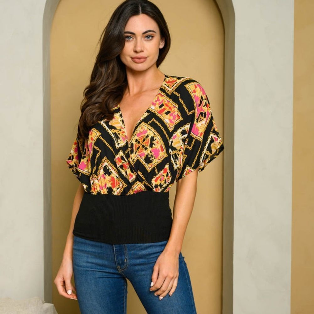 Lux Chain Design Surplice Top